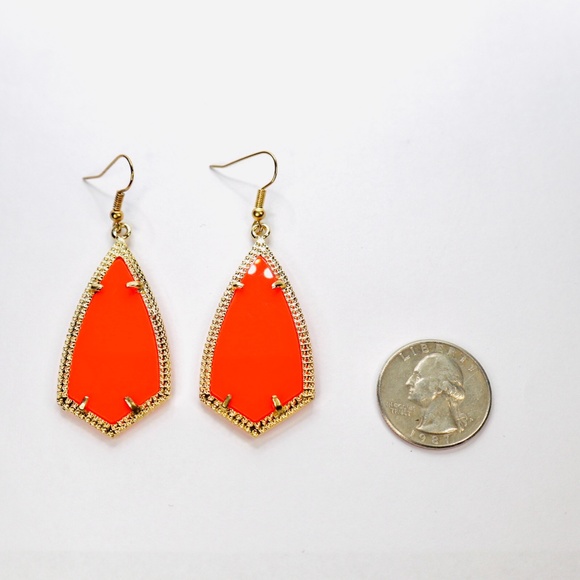 Red Geometric Earrings | Red Fashion Earrings - Picture 2 of 2